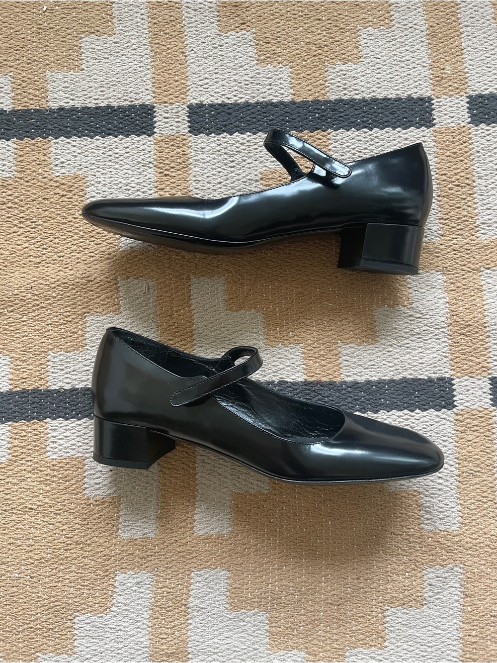 BY FAR Ginny Black Patent Mary Jane Low Block Heel Pumps - Picture 5 of 5